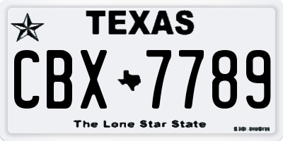 TX license plate CBX7789