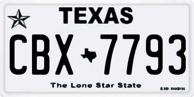 TX license plate CBX7793