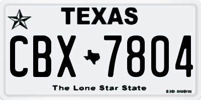 TX license plate CBX7804