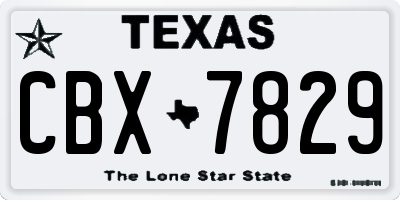TX license plate CBX7829