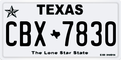 TX license plate CBX7830