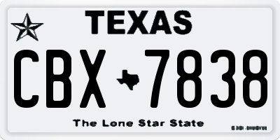 TX license plate CBX7838