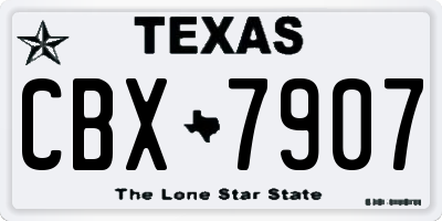 TX license plate CBX7907