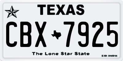 TX license plate CBX7925