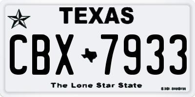 TX license plate CBX7933