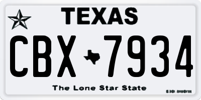 TX license plate CBX7934