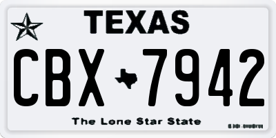 TX license plate CBX7942