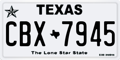 TX license plate CBX7945