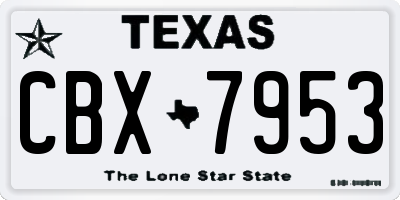 TX license plate CBX7953