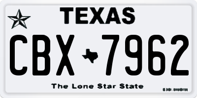 TX license plate CBX7962