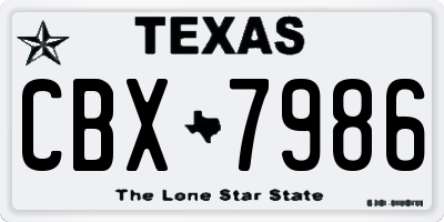 TX license plate CBX7986