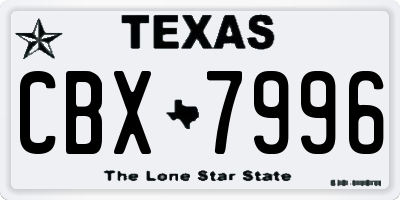 TX license plate CBX7996