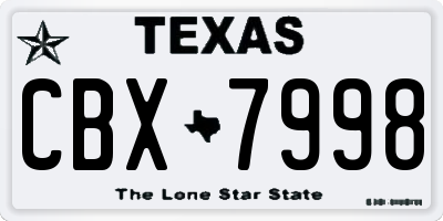 TX license plate CBX7998
