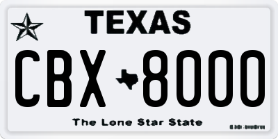 TX license plate CBX8000