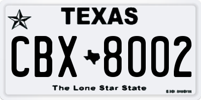TX license plate CBX8002