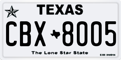 TX license plate CBX8005