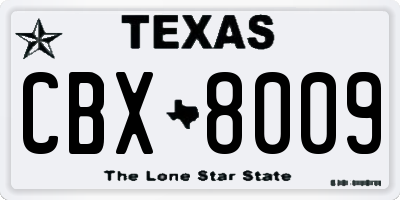 TX license plate CBX8009