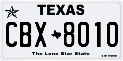 TX license plate CBX8010