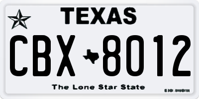 TX license plate CBX8012