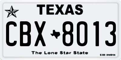 TX license plate CBX8013