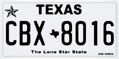 TX license plate CBX8016