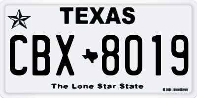 TX license plate CBX8019