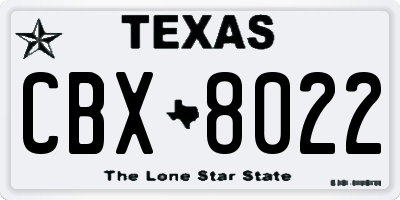 TX license plate CBX8022