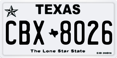 TX license plate CBX8026