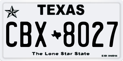 TX license plate CBX8027