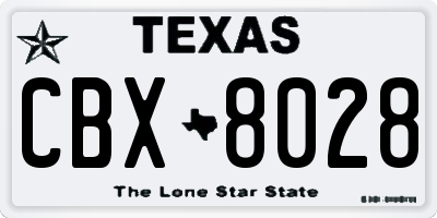 TX license plate CBX8028