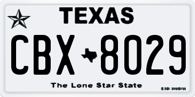 TX license plate CBX8029