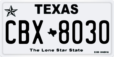 TX license plate CBX8030