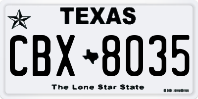 TX license plate CBX8035