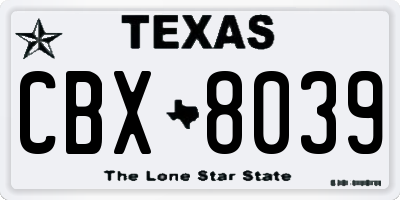 TX license plate CBX8039