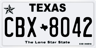 TX license plate CBX8042