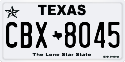 TX license plate CBX8045