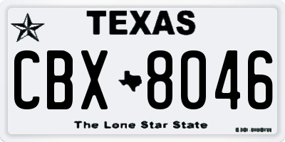 TX license plate CBX8046