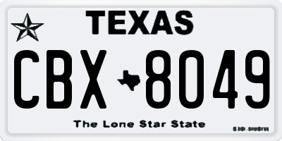 TX license plate CBX8049