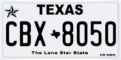 TX license plate CBX8050