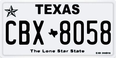 TX license plate CBX8058
