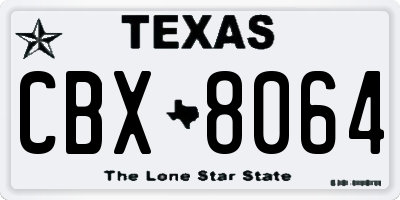 TX license plate CBX8064