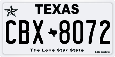 TX license plate CBX8072