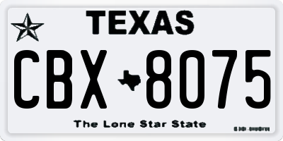 TX license plate CBX8075