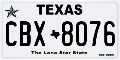TX license plate CBX8076
