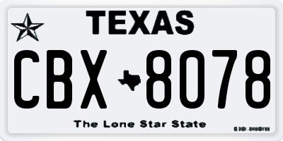 TX license plate CBX8078