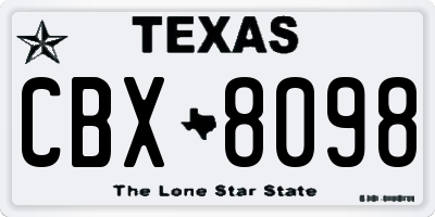 TX license plate CBX8098