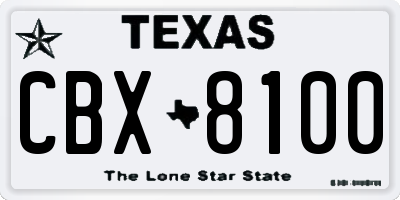 TX license plate CBX8100