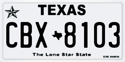 TX license plate CBX8103