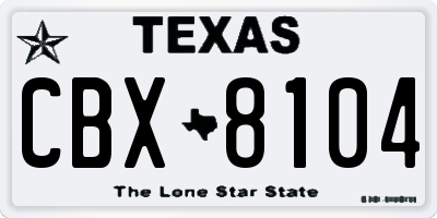TX license plate CBX8104