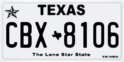 TX license plate CBX8106